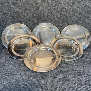 Vintage ONEIDA LTD Silversmiths 6 inch Silver Plated Plate Set Of 6 E.P. Brass